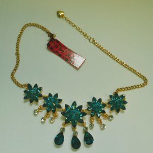 Betsey Johnson Blue Flower Rhinestone Necklace